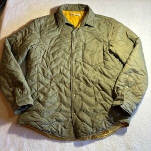 Outerknown Mens Quilted Snap Button Shirt Jacket Olive Green ECONYL Size S